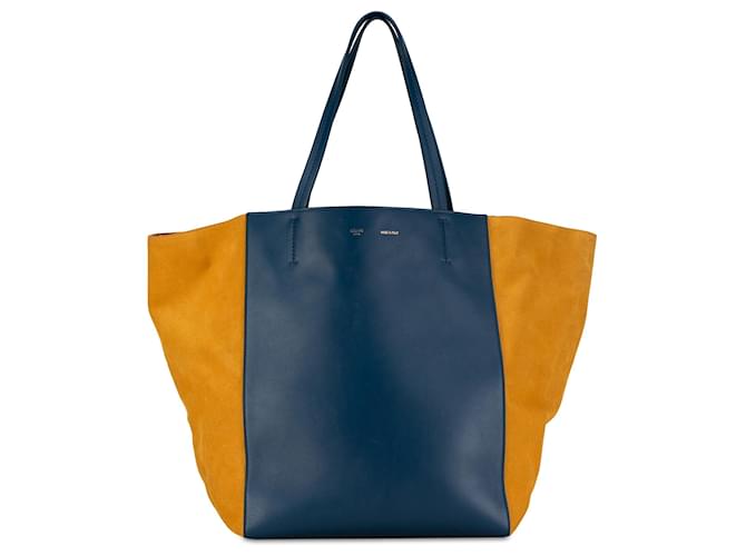 Céline Cabas Phantom Bicolore Bleu Celine Cuir Veau façon poulain Bleu Marine  ref.1398631