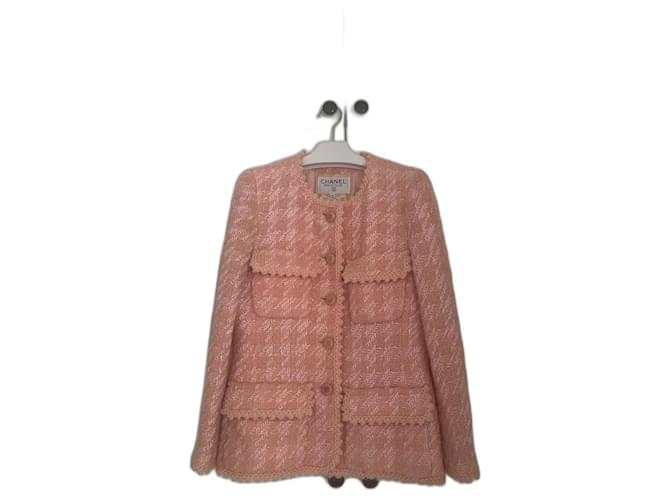 Cambon Chanel 1993 runway Pink Jacket Wool  ref.1398633