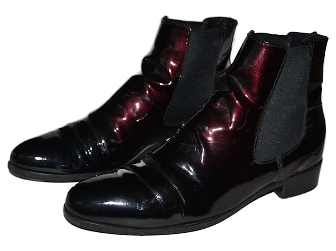 Prada ankle boots Dark red Varnish  ref.1398647