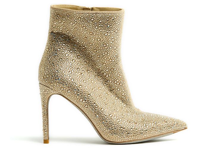 Botins Rene Caovilla com strass IT36 Botas de tornozelo com joias UK4 US6.5 Novas Bege Dourado