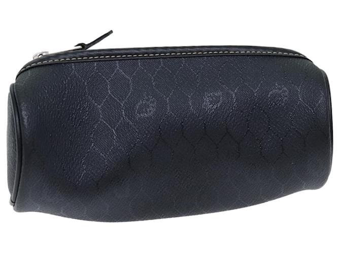 Christian Dior Honeycomb Canvas Pouch PVC Leather Black Auth bs14547  ref.1398706