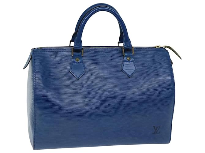 Louis Vuitton Epi Speedy 30 Bolsa de Mão Azul Toledo M43005 Autenticação de LV 75498 Couro  ref.1398720