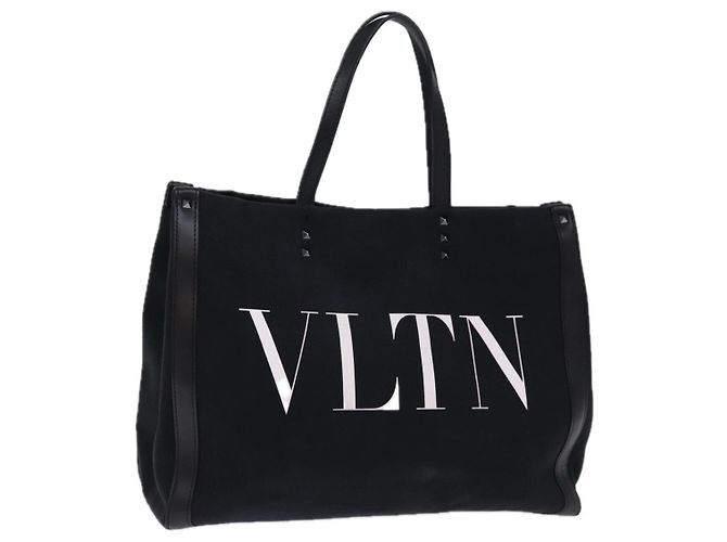 VALENTINO Borsa Tote Canvas Nera Auth bs14456 Nero