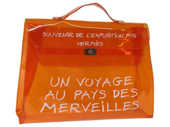 Hermès HERMES Vinyl Kelly Bolso de mano Naranja Auth 75820  ref.1398801