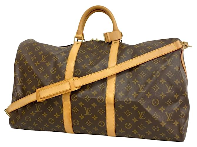 Louis Vuitton Keepall Bandouliere 55 Brown Cloth  ref.1399389