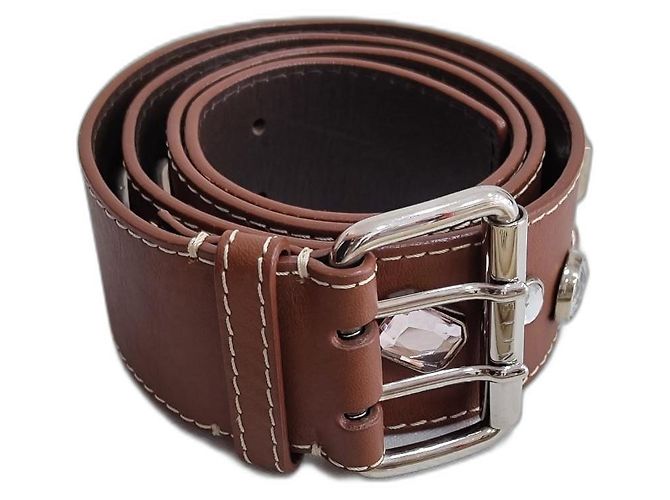 Céline Belt Brown Leather with Colored Stones
