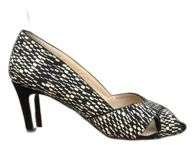 JB Martin Pumps Schwarz Weiß Textil und Leder Größe 40