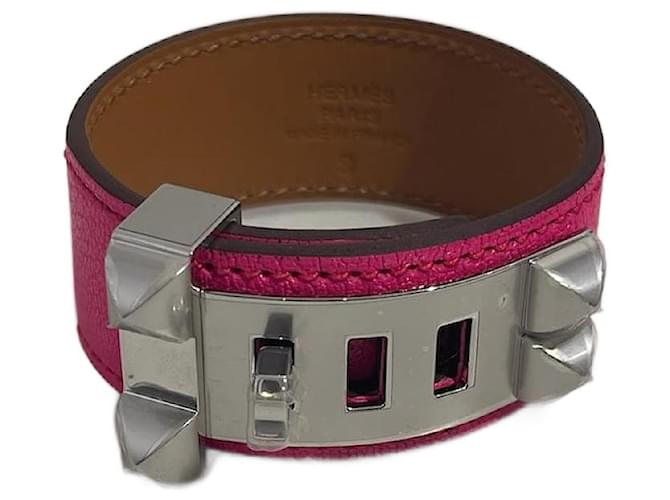 Médor Hermès HERMES  Bracelets T.  leather Pink  ref.1399697