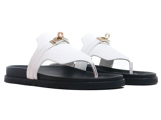 Kelly Hermès HERMES Sandalen T.EU 38.5 Leder Weiß