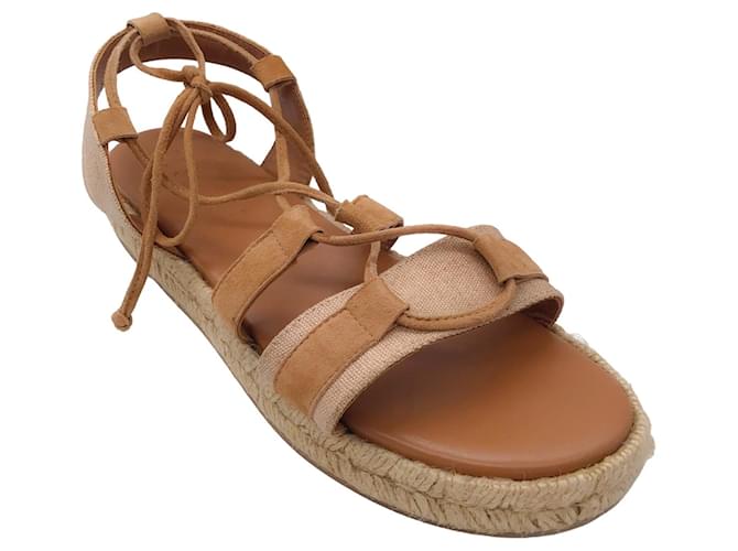 Autre Marque Peserico Tan Canvas und Wildleder Espadrille-Sandalen Kamel Schweden  ref.1399743