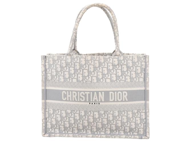 Christian Dior Oblique Book Tote Medium Canvas Tote Bag Gray Grey Cloth  ref.1399751