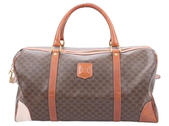 Céline Bolsa de viaje Celine Macadam Boston Castaño Cuero  ref.1399759