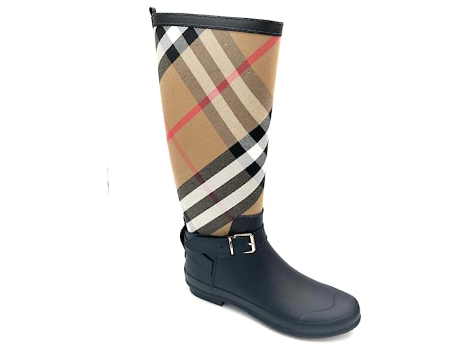 Bottes de pluie BURBERRY Toile Doré  ref.1399792