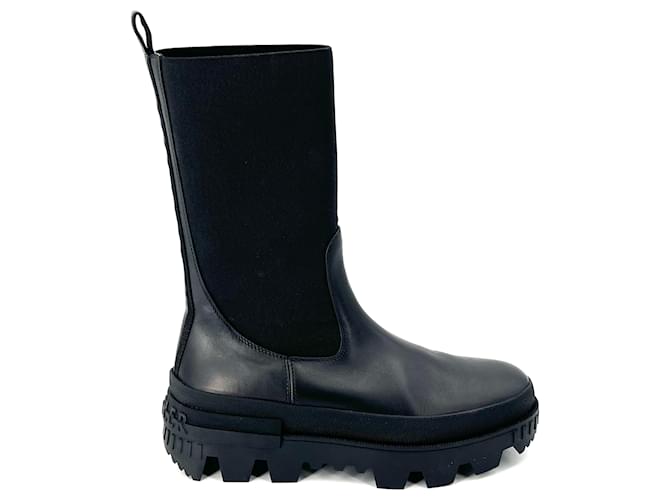 Bottes MONCLER Preto Couro  ref.1399793