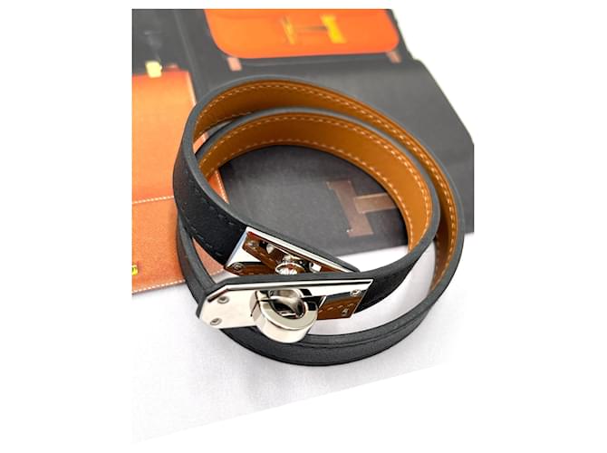 Bracelet Kelly HERMÈS Black Leather  ref.1399804