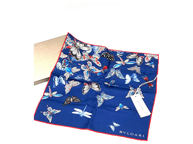 Foulard BULGARI Blu Seta  ref.1399909