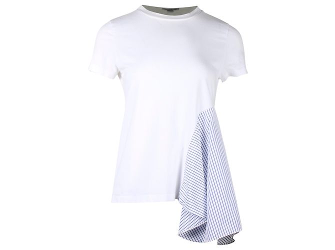 Stella Mc Cartney Camiseta con panel de rayas de algodón blanco de Stella McCartney