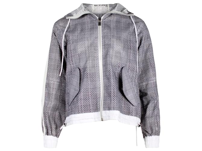 Autre Marque Sacai Checked Hooded Jacket in Grey Polyester  ref.1399994