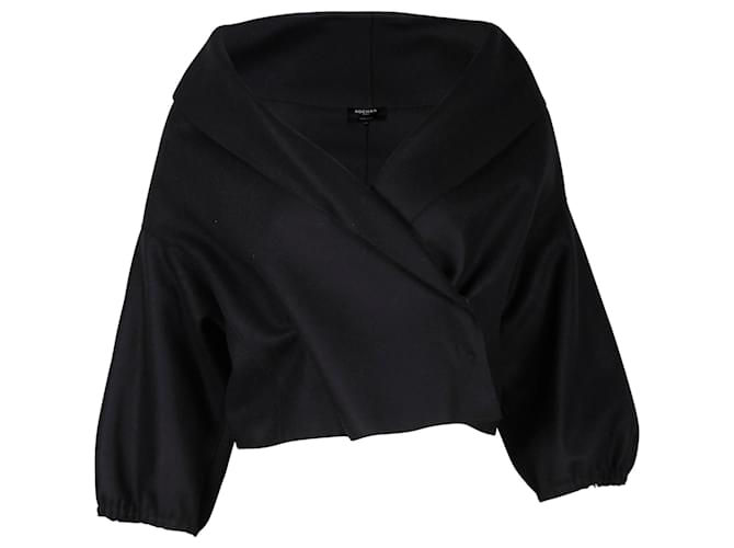 Rochas Wrap Cropped Blouse in Black Virgin Wool  ref.1400015