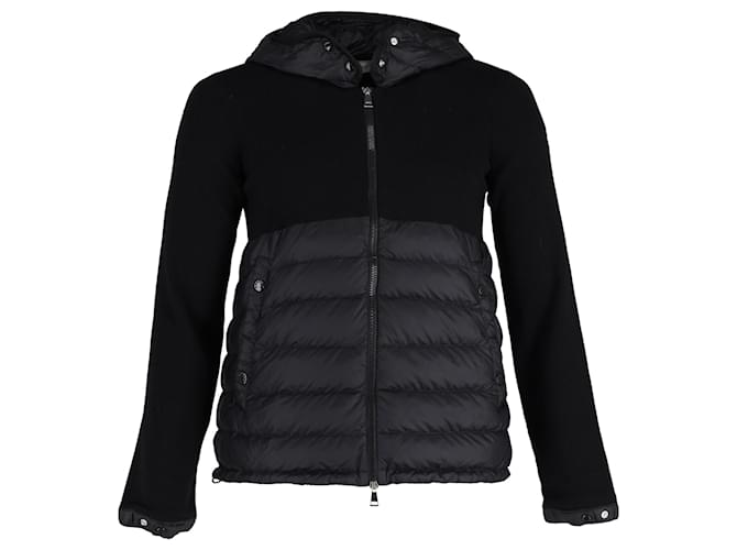 Moncler Padded-Panelled Hooded Jacket in Black Cotton Polyester  ref.1400017