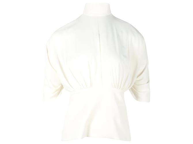 Autre Marque Emilia Wickstead Gee Gee High Neck Top in White Polyester Cream  ref.1400055