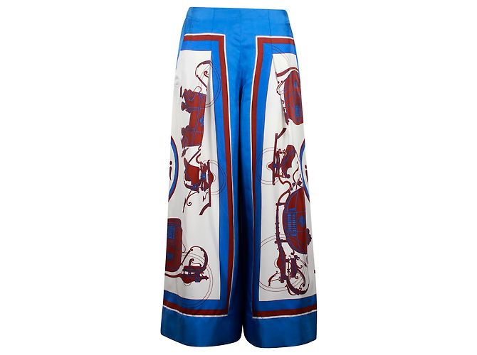 Hermès Hermes Printed Culottes in Blue Silk