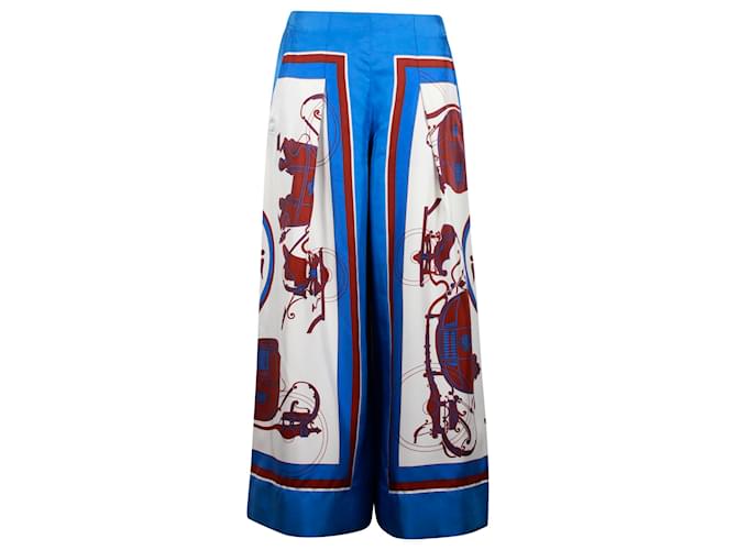 Hermès Hermes Printed Culottes in Blue Silk  ref.1400059