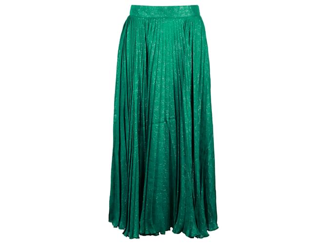 Gucci Pleated Midi Skirt in Green Polyester  ref.1400072