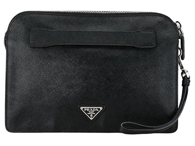 Prada Saffiano Leder Clutch Leder Clutch in gutem Zustand  ref.1400122