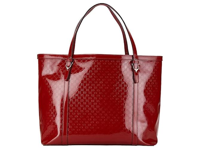 Gucci Microguccissima Sac à main en émail 309613 en très bon état général Cuir Rouge  ref.1400125