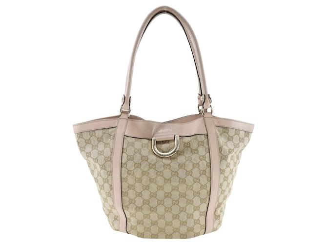 Gucci GG Canvas D-Ring Tote Bag Bolsa de ombro de lona em bom estado  ref.1400133