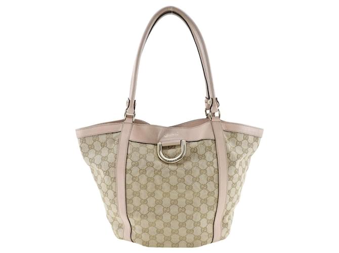 Gucci GG Canvas D-Ring Tote Bag  Canvas Shoulder Bag in Fair condition Cloth  ref.1400133