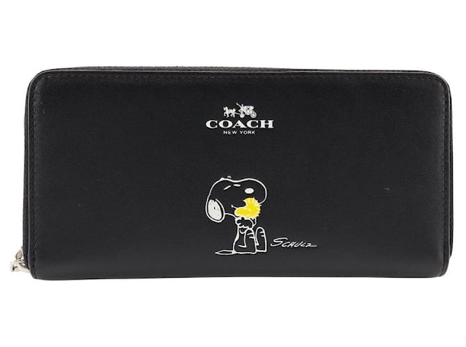Coach Leather Snoopy Zip Around Wallet Portefeuille long en cuir en bon état  ref.1400147