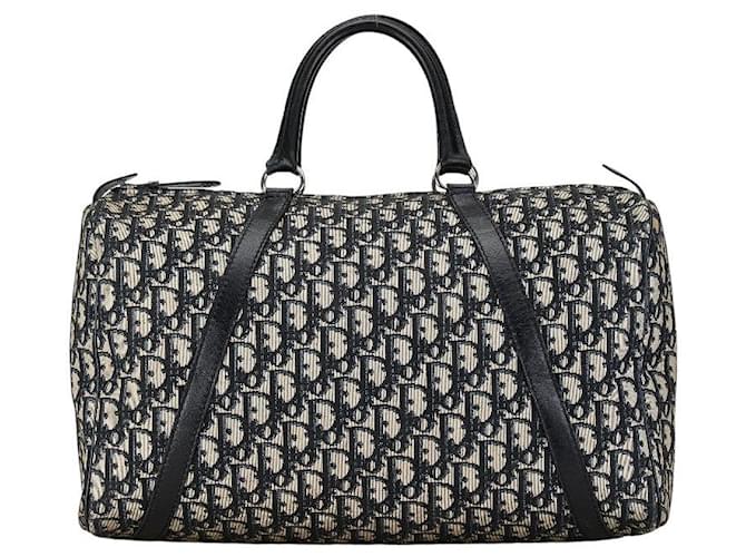 Dior Oblique Canvas Boston Bag Canvas Travel Bag in Good condition Cloth  ref.1400179