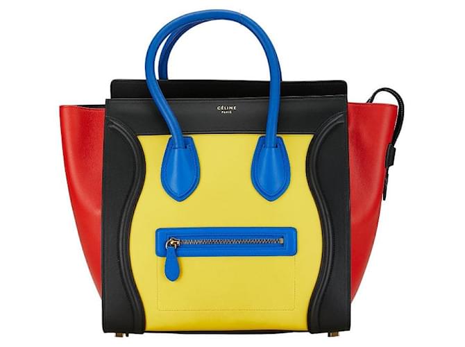 Céline Bolso tote de cuero Celine Luggage Mini Shopper en muy buen estado Multicolor  ref.1400182