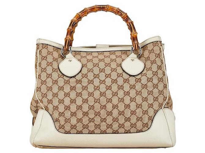 Bolsa Gucci GG Lona Bambu 282317 em muito bom estado Marrom  ref.1400192