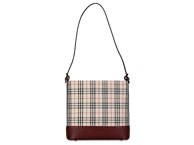 Burberry Nova Check Canvas Leder Umhängetasche in sehr gutem Zustand Beige Leinwand  ref.1400193