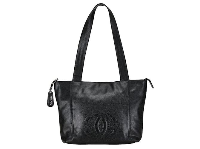 Sac cabas Chanel Caviar Skin Coco Mark en très bon état Cuir Noir  ref.1400201