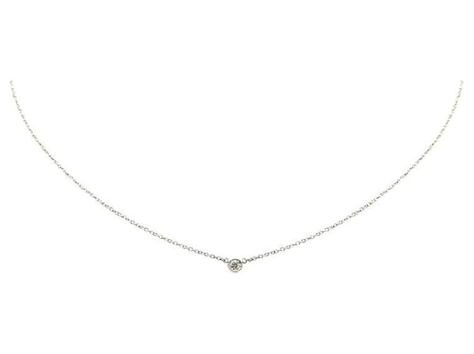 Tiffany & Co Platin Diamant Meterware Anhänger Halskette Metallhalskette in gutem Zustand  ref.1400202