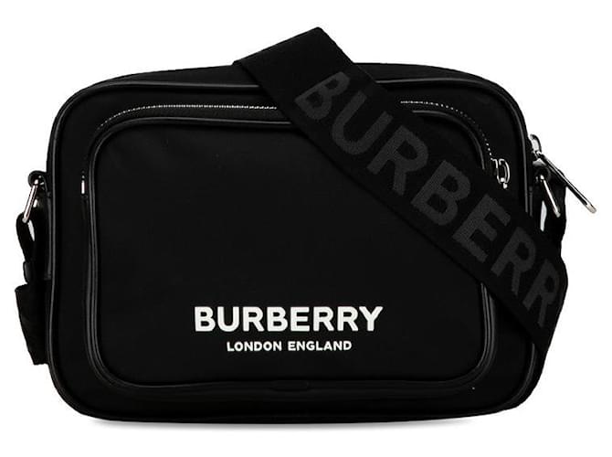 Bolsa transversal de nylon com logo da Burberry preta em ótimo estado Preto Lona  ref.1400210