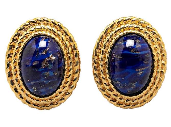 Dior Round Frame Stone Clip On Earrings Metal Earrings in Good condition  ref.1400214