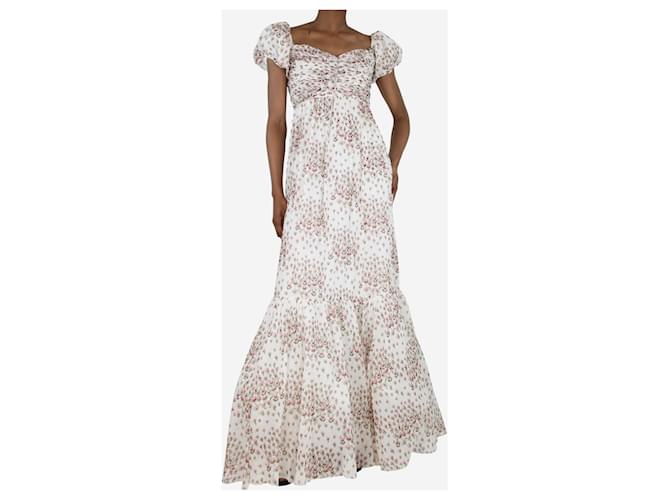 Giambattista Valli Cream floral tiered maxi dress - size UK 8 Silk  ref.1400291