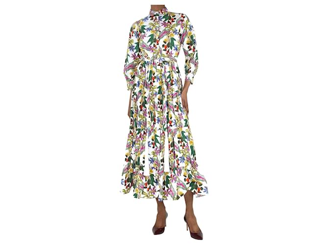 Autre Marque Multi floral-printed midi shirt dress - size UK 6 Multiple colors Cotton  ref.1400294