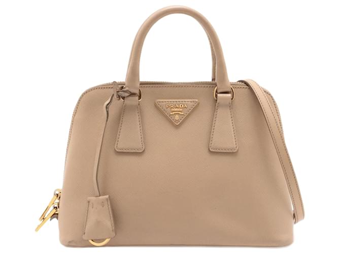 Prada neutra 2bolsa com alça superior em couro Saffiano way  ref.1400299