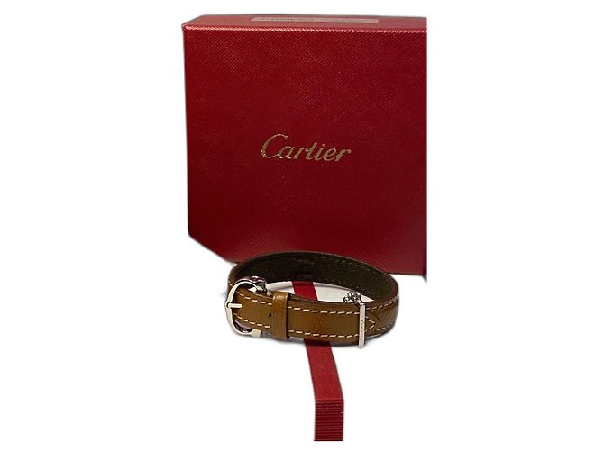Pulseira Cartier de couro Caramel Prata