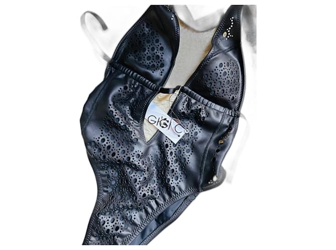 Autre Marque Badeanzug, Bikini Schwarz Leder Polyester  ref.1400305