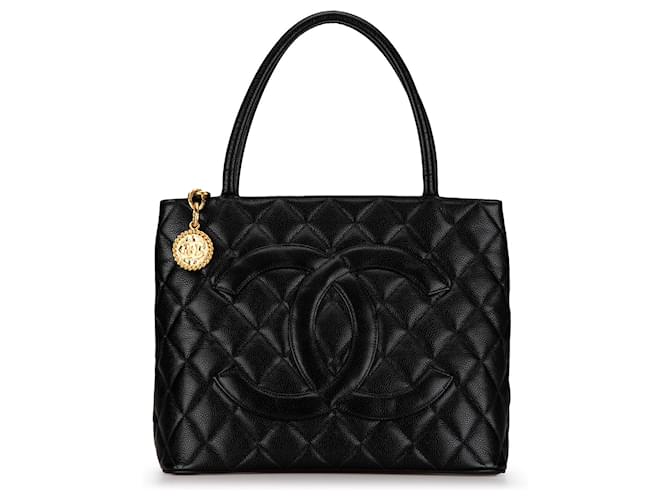 Sac cabas en caviar noir Chanel Cuir  ref.1400328