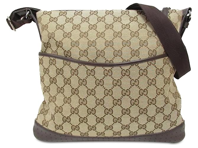 Bandolera Gucci de lona marrón GG Castaño Beige Lienzo Paño  ref.1400377