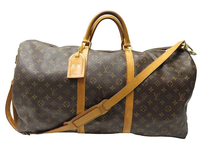 Louis Vuitton Keepall Travel Bag 60 MONOGRAMA TELA CROSSBODY M41412 Marrom Couro  ref.1400421