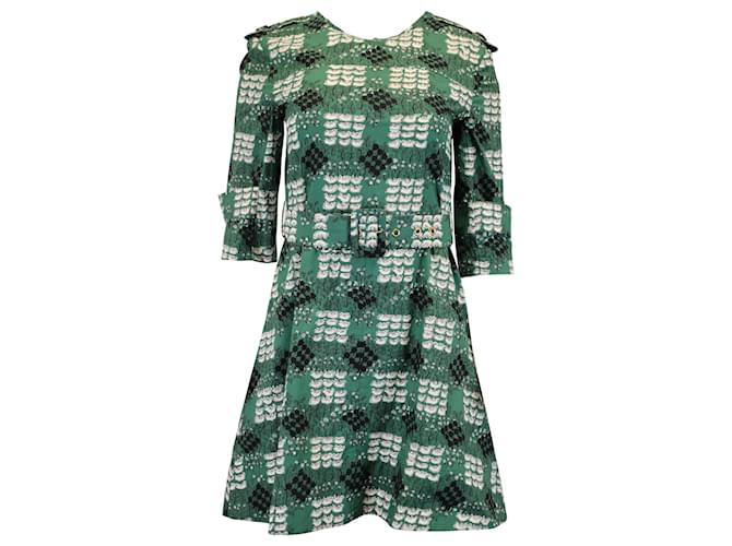 Marni Quacking Ducks Print Mini Dress in Green Silk Cotton (Sold) - Joli  Closet